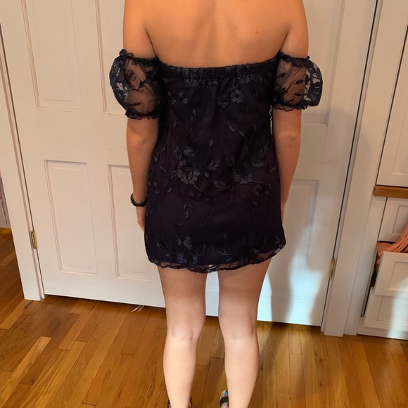 Navy blue off the shoulder dress - Picture 4 of 4